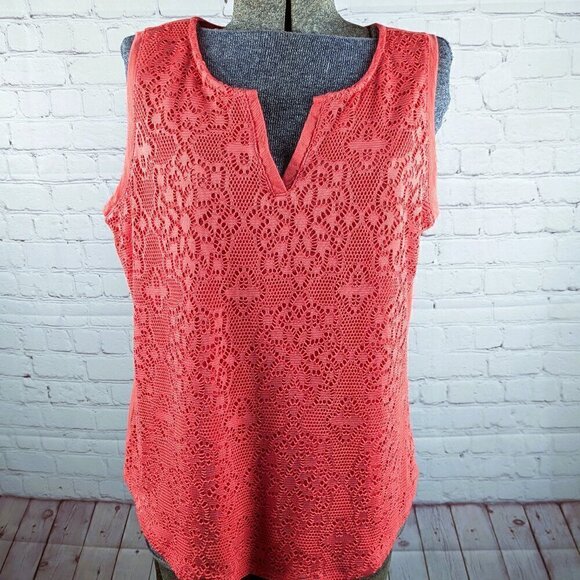 Liz Claiborne Bright Pink Floral Sleeveless Top L - Picture 1 of 6